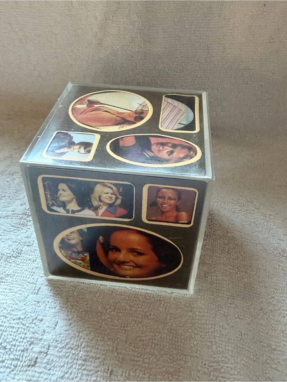 Black Decorative Photo Cube Picture Frame - Classic Black Cube